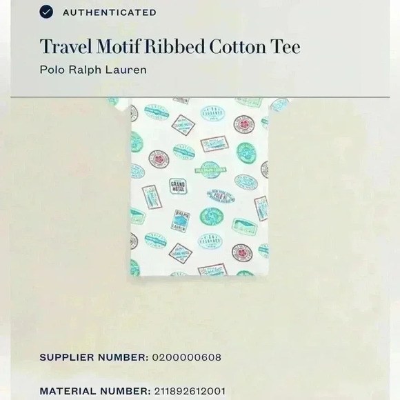 NWT Travel Motif Ribbed Cotton Tee by
Polo Ralph Lauren Sz XXS - Picture 7 of 7